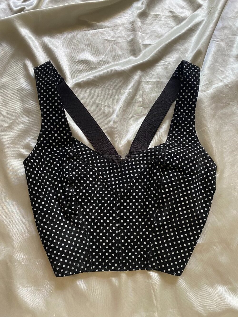 Vintage 1980s Suede Black White Polka Dot Corset Buster Wilson's Leather Small
